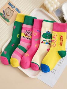 5 pares de calcetines finos para niños en primavera y otoño, calcetines tipo media caña de colores caramelo para niñas, calcetines con graffiti rosa, serie de dibujos animados lindos, regalos del Día del Niño, regalos de Halloween