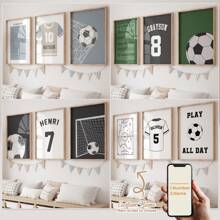 Bộ 3 tranh canvas in số và tên cầu thủ bóng đá cá nhân hóa, tranh nghệ thuật treo tường in tên cầu thủ bóng đá theo yêu cầu cho trang trí nhà cửa, tranh canvas in tên cầu thủ bóng đá hoạt hình màu nước làm quà tặng cho phòng khách, phòng ngủ, phòng bếp, phòng bé trai, quà tặng và trang trí nhà cửa, quà tặng không khung trang trí phòng học, đồ dùng học tập - Nhiều màu - Xem 2