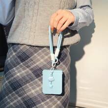 奢华天蓝色手机壳，配有云朵形挂绳，兼容三星 Galaxy Z Flip 5/6/Z Flip6/Z Flip7/Flip4/Flip3，防震后盖；也兼容摩托罗拉手机，防水、防震、防刮擦。