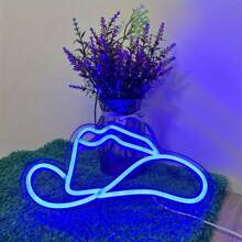 1 pieza Señal de neón de sombrero vaquero, decoración de pared con alimentación USB para bares, dormitorios, decoración de bodas, salas de estar, señales de neón para pared y decoración de mesa con luz - sombrero de vaquero - Ver 17