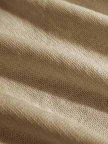 夏季新款圆领女式露背柠檬图案印花，简约时尚，适合通勤，夏季女式上衣 - 卡其色 - 查看 3