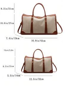 حقيبة سفر كبيرة السعة ذات لون مكتلب، مع إغلاق بسحاب، مناسبة للرحلات التجارية والسياحية وحقيبة المدرسة وملحقاتها