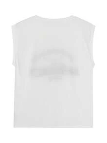 纯色字母印花圆领无袖上衣，宽松休闲女式T恤，春夏