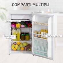 HOMCOM Frigorifero Piccolo 91L MonoPorta Reversibile con Congelatore, Mini Frigo da Camera Tavolo Silenzioso Classe E Compatto Portatile con Temperatura Regolabile, Libera Installazione - Spina tipo F UE (220-240 V) - Visualizzare 5