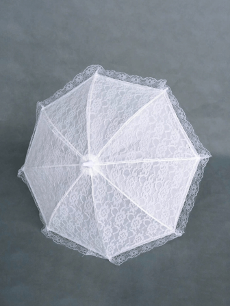 1 pieza Paraguas/Sombrilla de encaje blanco de Lolita de doble capa para boda, compromiso, fotografía de boda