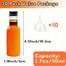 30pcs Mini Liquor Bottles With Black Cap, 1.7 Oz Sealed Plastic Spirits Bottles, Includes 10pcs Funnels, Miniature Alcohol Bottles For Wedding, Party, Barware - Multicolor - View 3