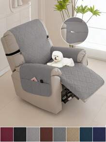 Funda de sillón reclinable acolchada de 1 plaza con correa elástica ajustable, de unicolor y antipolvo - Se ajusta a la mayoría de los sillones reclinables