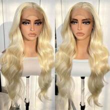 Blonde Lace Front Wig 26 Inch Body Wave Highlight Wigs Pre-Plucked, Long Layered Wig With Curtain Bangs, Glueless For Women, 613 Wig