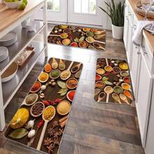 1 Piece, 100% Polyester Fiber Knitted Spice And Chili Kitchen Mat, Machine Washed, Non Slip, Lightweight, Fade Resistant, Low Plush, Farmhouse Style Home Decoration, Laundry Room, Sink Floor Comfort Mat, Adding Spices To Your Kitchen