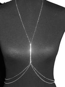 Simple Chest Bra Chain Waist Belly Necklace Choker Sexy Rhinestone Multilayer Body Chain Jewelry For Women