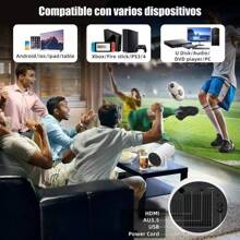 Proyector de escritorio portátil, función WiFi, compatible con USB, entrada de video HDMI, puede directamente Conéctese a la reproducción de TV y video en línea, soporte en varios idiomas, potencia de 60 W, batería de larga duración, vida útil de la lámpara >50 000 horas, adecuado para reuniones, fiestas navideñas, reuniones, audio y video en el hogar