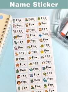 1pc Custom Name +120 Name Sticker Cartoon Signature Stamp For Kids, Cartoon Animal Pattern Name Stamps Personalized, DIY Customized Cartoon Self Inking Name Stamp, Stamps For Signing Name, Name Stamp For Clothing Kids Waterproof, Reproduce Your Handwriting Signature Back To School