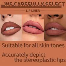 DUNUF 6 件装天鹅绒哑光唇线笔套装，持久不干燥，非常适合描唇和填充嘴唇，多种色调适合所有肤质，包括浆果色、棕色、粉色、紫色、红色 - 彩色 - 查看 8