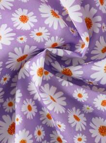 MommBaby Mommbabay 夏季婴儿/幼儿女孩蝴蝶结吊带裙，儿童可爱无袖雏菊花卉时尚太阳裙带帽 - 紫色 - 查看 7