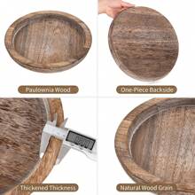Rustic Wooden Serving Tray Round Wood Decorative Tray Rustic White Centerpiece Candle Holder Trays For Coffee Table Farmhouse Ottoman Tray For Kitchen Counter Home Decor - Coffee Brown - View 4
