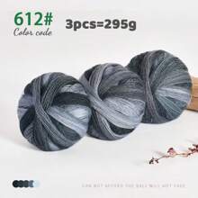 300g Ombre Rainbow Yarn Balls, Multi-Color Long Gradient Dye Wool Yarn For DIY Knitting Crafts, 3pcs/Pack