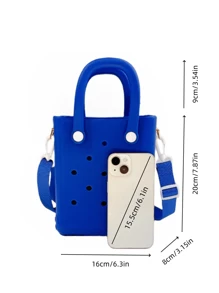 Mini Rubber Summer Beach Bag, EVA Hole Travel Tote Bag, Waterproof Storage Bag For Outdoor Sports Pool Boat - 寶藍色 - 查看 3