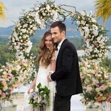 1 Set Of Round Gold Backdrop Stand - Metal Balloon Arch Set, Suitable For Birthday, Wedding, Bride Gift, Graduation, Anniversary, Baptism, Summer Theme Party, Background Decorations For Home, Valentine's Day, Halloween, Christmas, Thanksgiving,Christmas - Gold - View 5