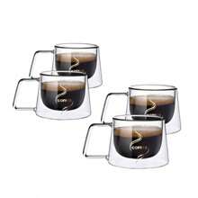 1 件和 2 件双层玻璃咖啡杯，带手柄，透明，保温防烫。适用于拿铁、意式浓缩咖啡、茶包和卡布奇诺。厨房用具，适合家庭聚会、生日和节日礼物。返校季 - 無色 - 查看 11
