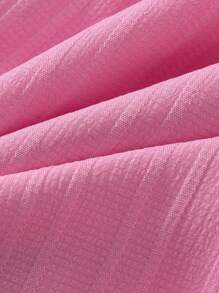 Vihyde Tween Girls Hollow-Out Ribbon Collar Ruffle Trim Casual Short Sleeve Top & Shorts Set, Holiday Suit - Coral Pink - View 7