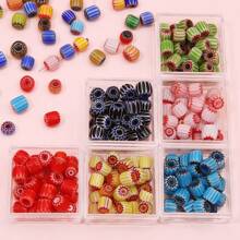 10pcs 8mm Colorful Cylindrical Beads Glass Thousand Flower Beads For Jewelry Making, Bracelets, Necklaces DIY - Craft Accessories