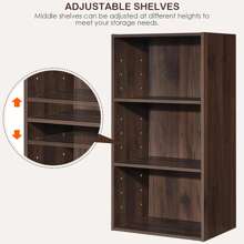Homasis 3 Open Shelf Bookcase Modern Multi-Functional Storage Display Cabinet Walnut
