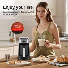 SONIFER Türkischer Kaffeebereiter mit Doppelbrühsystem, intelligentem Anti-Überlauf-Design, Temperaturregelung, 96-98°C präzise Heizung, 250ml PP Tasse, 304 Edelstahl Heizplatte, 700W Kaffeekanne