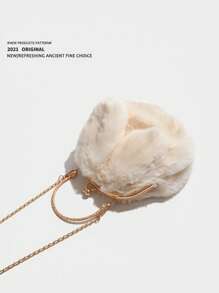 1pc Fluffy Rabbit Crossbody Handbag, Cute Korean Style Fuzzy Bag, Autumn/Winter