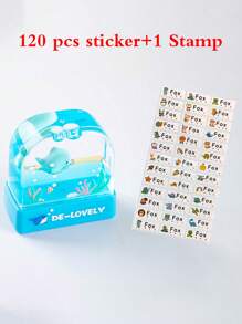 1pc Custom Name +120 Name Sticker Cartoon Signature Stamp For Kids, Cartoon Animal Pattern Name Stamps Personalized, DIY Customized Cartoon Self Inking Name Stamp, Stamps For Signing Name, Name Stamp For Clothing Kids Waterproof, Reproduce Your Handwriting Signature Back To School