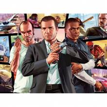 1 pièce Affiche murale avec cadre en option, Pop Art GTA 5 Vices, la capitale sainte, 5 stars, bon citoyen, trio de voyous, photo de groupe magnifique. Collection d'affiches artistiques à décorer la salle de jeu. Peinture HD cadeau de décoration