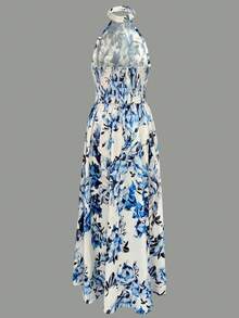 Women's Elegant Floral Print Backless Dress Party - Multicolor - View 2