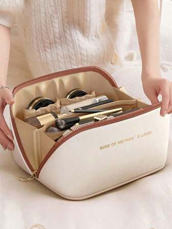 Kosmetikväska i PU-läder, vattentät förvaringsväska med stor kapacitet, förvaringsväska för sminkverktyg, förvaringsväska för toalettartiklar, lämplig för förvaring av kosmetika, toalettartiklar, hudvårdsprodukter, personliga dagliga nödvändigheter etc. Högtidsgåva