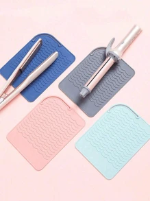 Estera resistente al calor de silicona para herramientas de peinado, funda protectora antideslizante portátil y almohadilla de descanso para rizadores, planchas alisadoras, varillas, evita daños en el mostrador, ideal para viajes y uso en salón doméstico, textura ondulada para un agarre seguro, fácil de transportar.