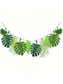 1 Set Tropical Felt Leaf Garland - Hawaiian Party Summer Fun Birthday Party Backdrop, Party Decoration Bunting, Dinosaur & Forest Theme, No Electricity/Battery Needed Zoo Animal Hanging Decor