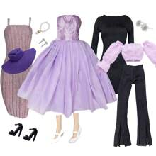 奢华时尚娃娃套装带配件，适合 11.5 英寸 - 12 英寸娃娃，经典礼品套装，生日礼物的理想之选 - 彩色 - 查看 8