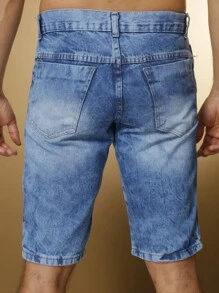 Wholesale Men's Bermuda Jeans Lycra Elastane - Blue - View 6