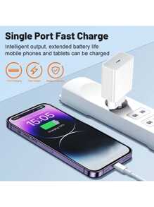 EU 20W Fast Charging Kit - USB C Wall Charger Adapter & 6.6ft/200cm USB C To USB C Cable, Compatible With IPhone 16/15, Phones Suitable For Travel, Office, Dorm, And Home