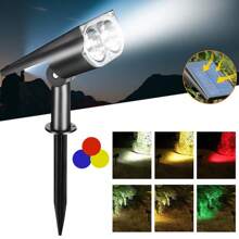 1pc Solar 2LED Spotlights,RGB Color-Changing Outdoor Waterproof Lawn Lamps Garden Landscape Lights, Adjustable 150° Rotary Illumination Automatic On/Off For Home Decor Garden Villa Garden Porch Path Lane Road Lights/Atmosphere Lights (Color/Warm/White)