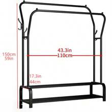 Clothes Rack, Clothes Rack, Metal Clothes Rail, Heavy Duty Clothes Rail With Bottom Rack For Coats, Skirts, Shirts, Sweaters, Black 110CM - Black - View 5