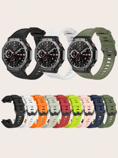 1 pieza Correa de reloj inteligente de silicona de unicolor estilo deportivo compatible con Amazfit T-Rex 3