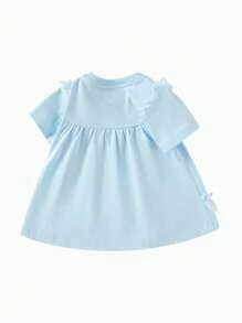 Balabala Balabala Baby Girls' Elsa Dress - Short Sleeve Light Blue With Ruffles - Soft & Comfortable