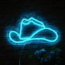 1 pieza Señal de neón de sombrero vaquero, decoración de pared con alimentación USB para bares, dormitorios, decoración de bodas, salas de estar, señales de neón para pared y decoración de mesa con luz - sombrero de vaquero - Ver 9