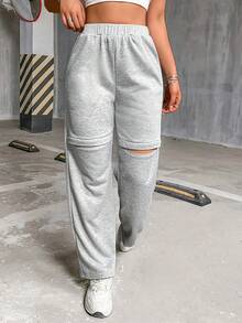 Women's Fashionable Casual Daily Wear Pants With Unique Design - Grey - View 2