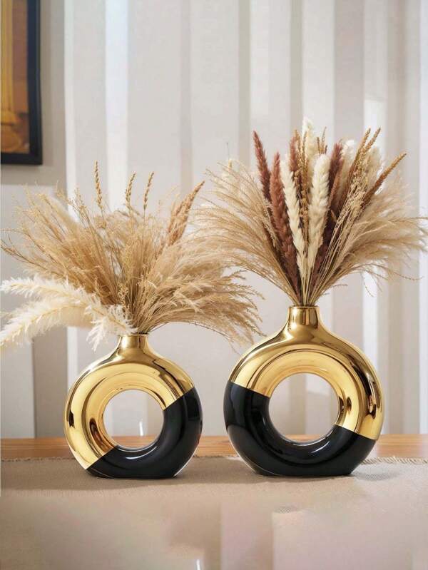 Black And Gold Vases, Piece Ceramic Vases, Gold Vases For Home Decoration, Round Vases For Decoration, Gold Vases For Living Room Decoration, Gold Vases For Home Decoration, Home Decoration Vases For Kitchen And Coffee Table.,Halloween Decor Halloween Decor Fall Decor Flower Vase Glass Vase