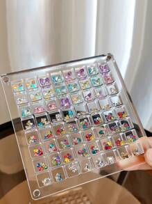 1pc Acrylic Nail Art Rhinestone Jewelry Storage Display Box, Magnetic Organizer Container For Nail Accessories