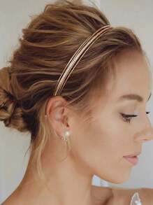 Serre-tête fin et chic en métal minimaliste, convient pour un port quotidien, bandeau, accessoire pour cheveux, accessoire de tête - Doré - Voir 4