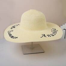 [Customized] 1 Piece Customized Embroidered Wide Brim Sun Hat, Summer Travel Wear Sun Protection - Multicolor - View 3