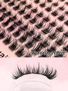 Rikuaild 96片蓬松簇状假睫毛，DIY睫毛嫁接，D型卷翘蓬松簇状假睫毛，卡通风格单根假睫毛，蓬松簇状假睫毛，放大双眼，适合日常佩戴 - D - 查看 5