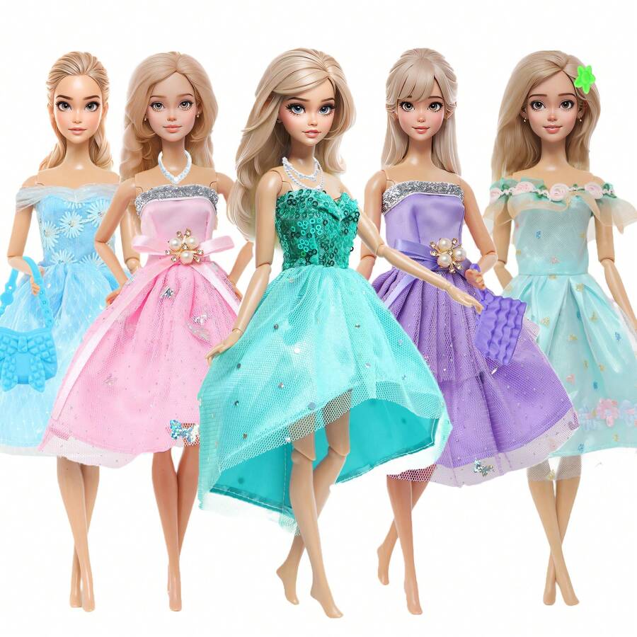 11.5 Inch/30cm Doll Clothes Flower Sequin Short Dress Series For Doll Clothes Accessories, Doll Dress Up Game Girls Toy Birthday Gift (Doll Not Included)