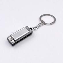 1pc Mini 4-Hole Metal Harmonica Keychain, Beginner Musical Instrument Toy, Birthday Or Holiday Gift - Multicolor - View 19